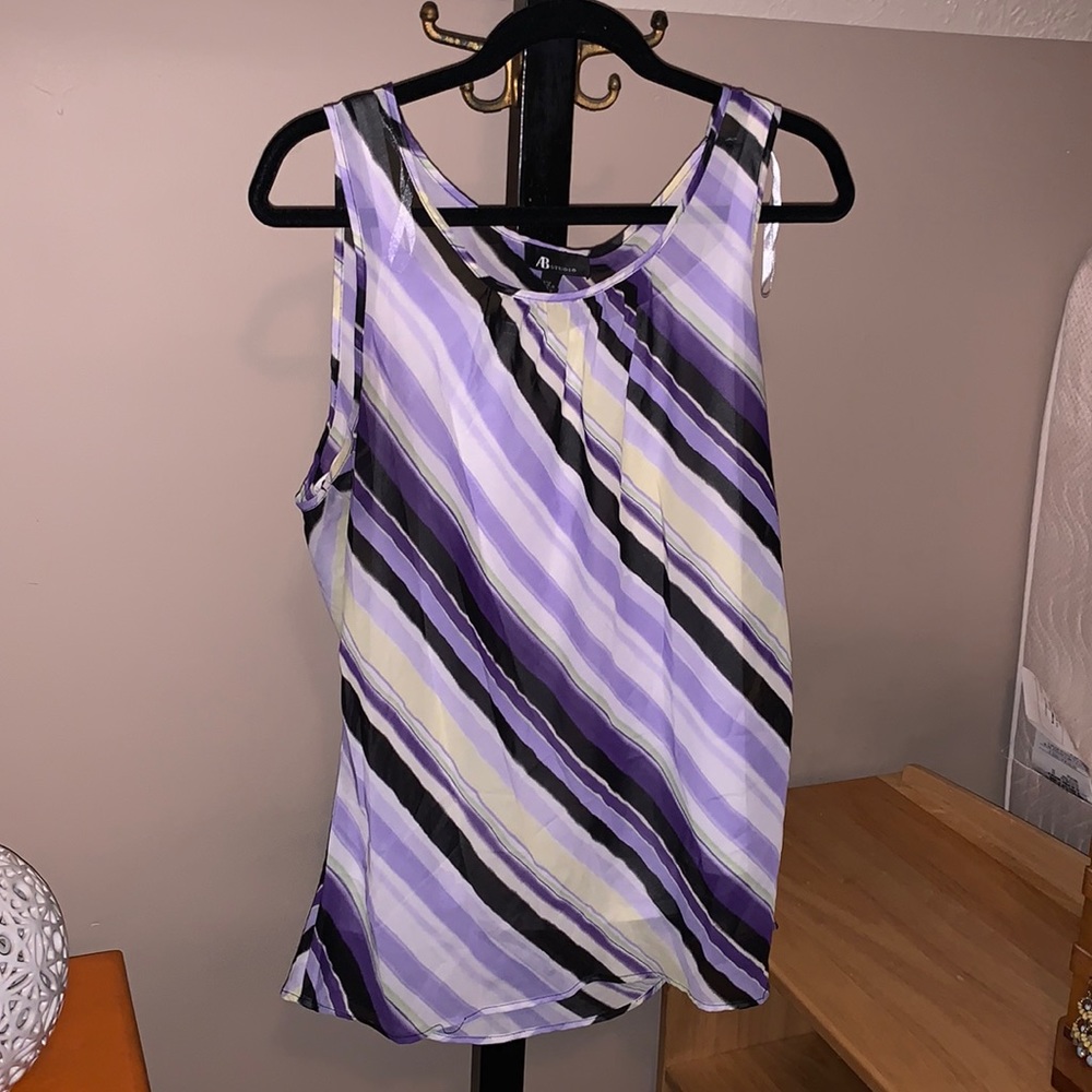 ABstudio purple striped top with white tank under